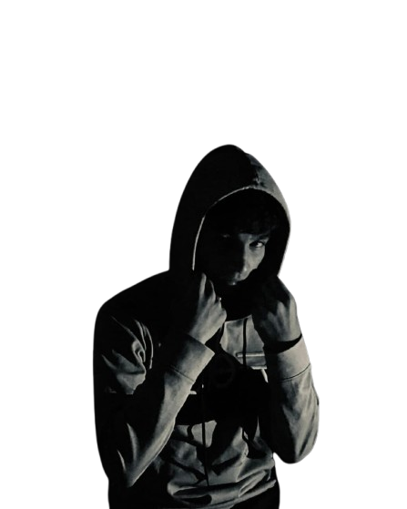 a man wear hoodies and hold the cap of hoodie